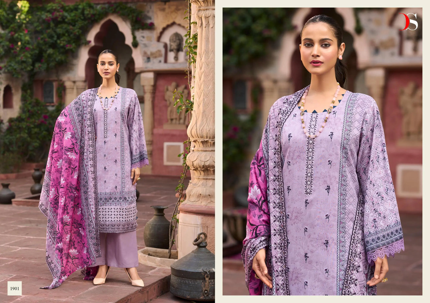 Bin Saeed Women's Suits – Heavy Embroidered Cotton 3-Piece Iraaya Clothing
