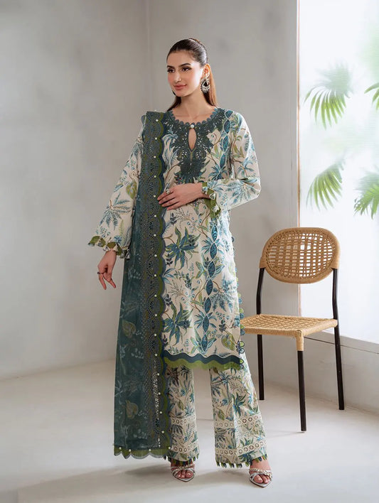 Luxury Heavy Embroidered Lawn Suit with Silk Chiffon Dupatta Iraaya Clothing